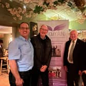 From left, David Bates, owner of The Wheel Inn, cricket commentator Jonathan Agnew, and Romy Fund trustees Gordon Wells and Michael Cooke