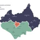The make-up of the North, City, South plan proposed by the district councils of Leicestershire and Rutland County Council