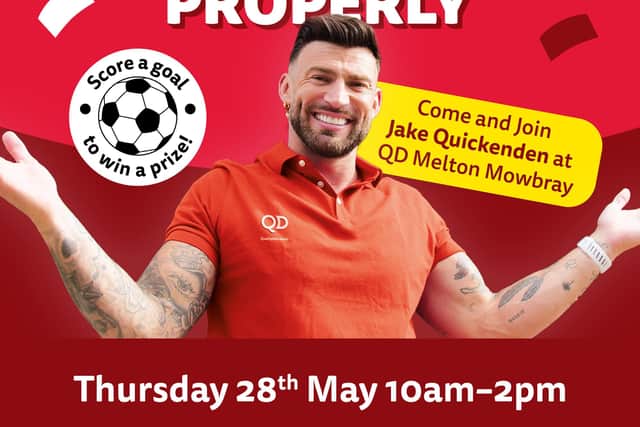 Television personality Jake Quickenden is hosting a free family event at QD Stores in Melton Mowbray
