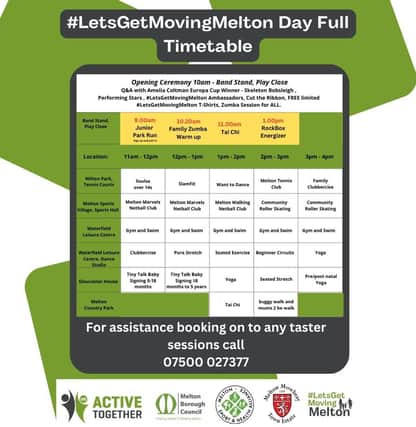 Let's Get Moving Melton programme of activities this Sunday
