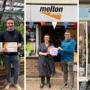 From left, MP Alicia Kearns presents certificates to overall winner, Gates Garden Centre, plus Melton Sports and Foxy Lots