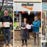 From left, MP Alicia Kearns presents certificates to overall winner, Gates Garden Centre, plus Melton Sports and Foxy Lots