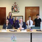 Sherard Primary School pupils with Mayor of Melton, Councillor Tim Webster, on their visit to Parkside