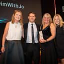 Event host, former GB diver and Olympic silver medallist Leon Taylor, with SwimwithJo instructors, from left, Tammy Harrison,  Tracy Murch and Jo Whiteman PHOTO: Swim England / Will Johnston Photography