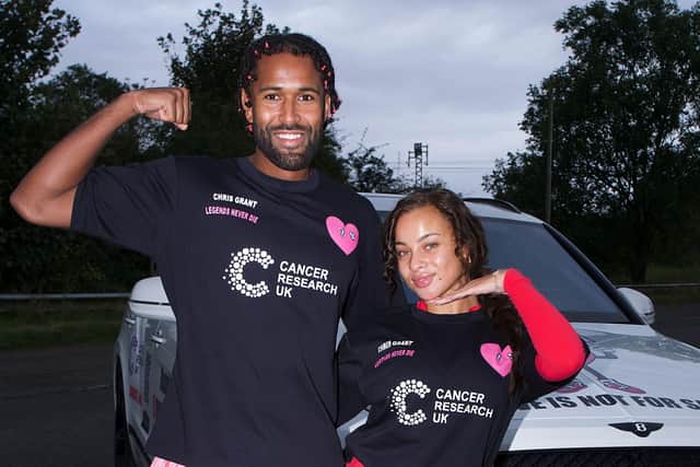 Danica Taylor with partner Nathan Grant before he set off on his fundraising run