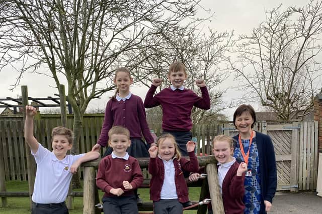 Somerby Primary School pupils celebrate its new Ofsted rating