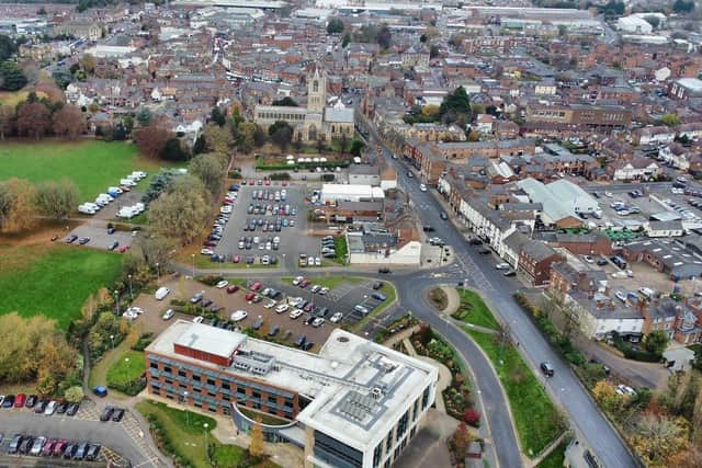 An aerial photograph showing the Melton Borough Council offices - half of the building would be converted into a hotel if plans are approved