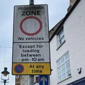 The sign in High Street, Melton Mowbray, has been changed to take into account the new loading restrictions