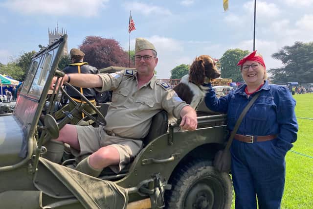 Howard and Diana Dykes with their 1944 wartime army Jeep