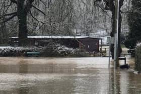 The flooded Ashby Carington Cricket Club pavilion