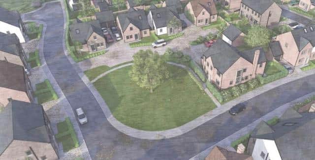 A computer image of part of the proposed housing estate at Colston Lane, Harby