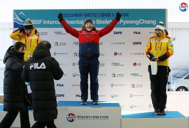 Amelia Coltman celebrates winning her thrilling gold medal in South Korea
Photo: Korean Bobsleigh & Skeleton Federation