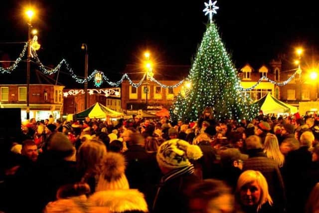 Big crowds in Market Place for a previous Christmas lights switch-on in Melton
