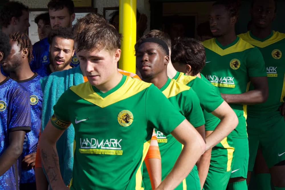 New club captain Brook Isherwood leads out Holwell Sports.