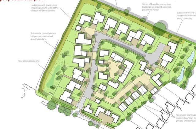 The plans for 34 new homes at Canal Lane in Hose