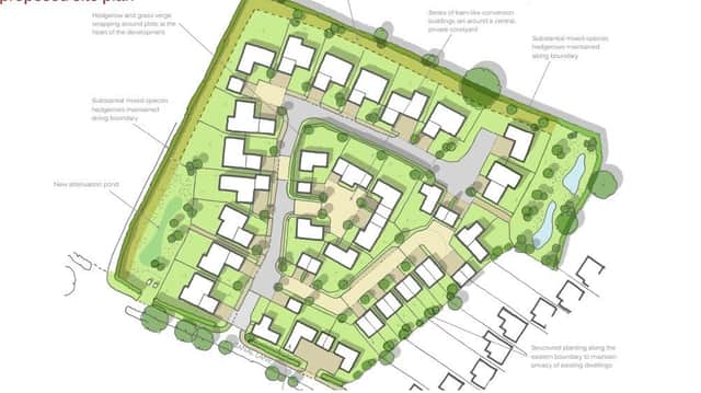 The plans for 34 new homes at Canal Lane in Hose