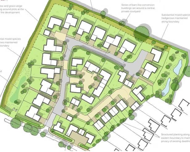 The plans for 34 new homes at Canal Lane in Hose