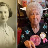 Kathleen Bishop aged 15 in 1938 (left) and pictured on her 100th birthday last year