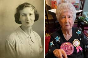 Kathleen Bishop aged 15 in 1938 (left) and pictured on her 100th birthday last year