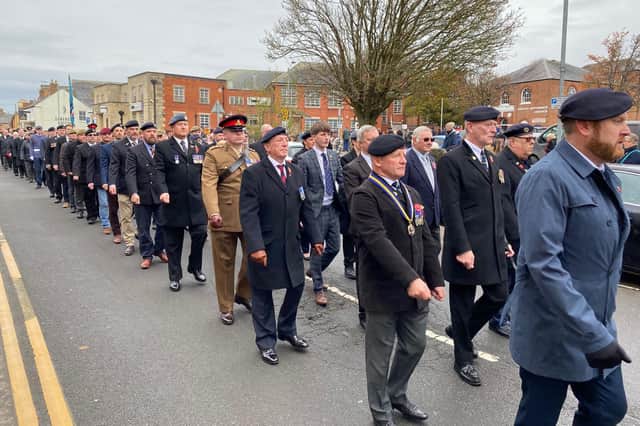 Veterans taking part in last year's Melton Mowbray Remembrance Sunday parade