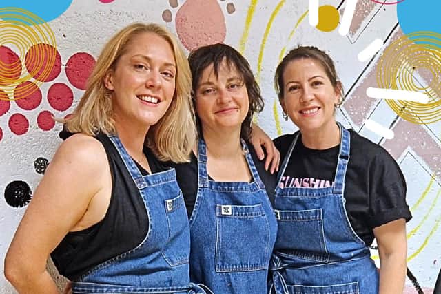 The team at Kick Up The Arts - Kat Wojcik, Fi Moszoro and Ellie Lovett