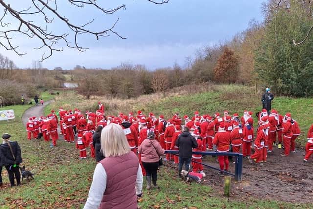 Participants prepare for the start of the Melton Santa Fun Run 2023