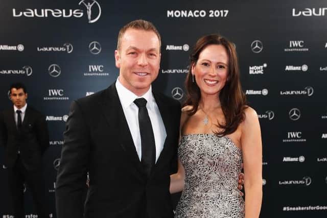 Sir Chris Hoy with wife Sarra - he has recently announced he has less than four years left after being diagnosed with prostate cancer (Photo by Matthew Lewis/Getty Images for Laureus)