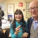 Richard Hilton presenting the CMA trophy to Christine Slomkowska to mark 103 The Eye's 20-year anniversary