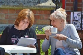 Two of the many visitors at the Melton open gardens event organised by the Friends of St John's Church
