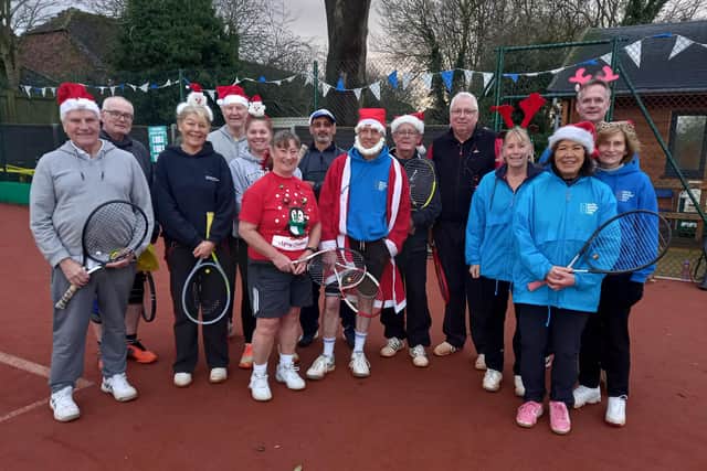 Competitors in the spirit at Melton Tennis Club's festive tournament.
