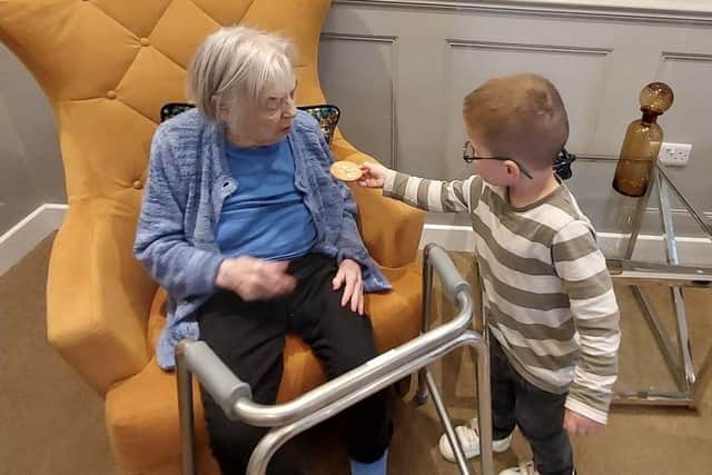 A resident enjoying the Melton Mowbray Nursery visit