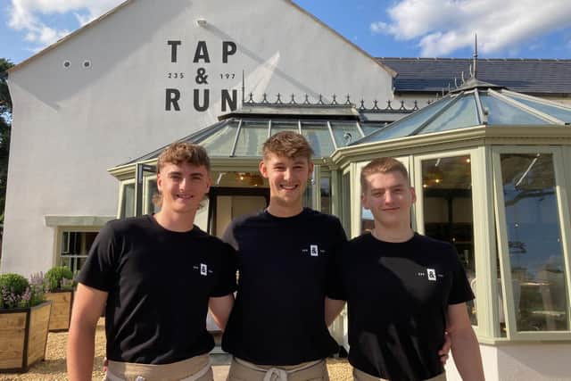 Tap & Run bar staff Tom Page, Aaron Vickers and George Browne