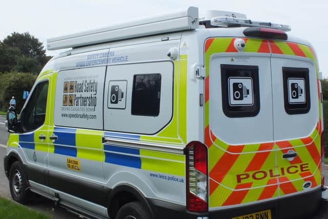 A Leicestershire Police mobile speed camera van