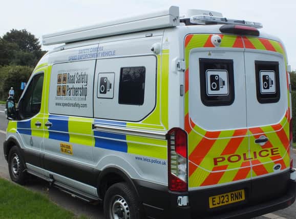A Leicestershire Police mobile speed camera van