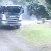Footage released by Warwickshire Rural Crime Team shows the moment a lorry driver smashed into the 5ft-tall William Gladstone memorial cross in Lea Marston, Warwickshire, in August 2024.