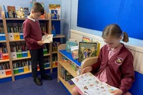 Pupils enjoy spending time in Somerby Primary School's newly refurbished library