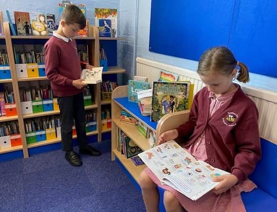 Pupils enjoy spending time in Somerby Primary School's newly refurbished library