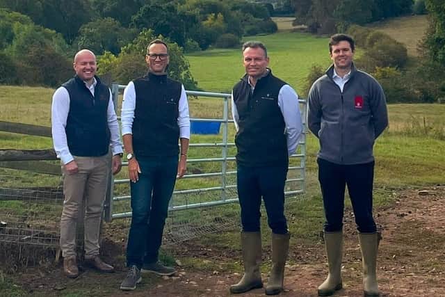 Representatives of The Habitat Bank and Davidsons Homes at the Ratcliffe on the Wreake biodiversity bank site