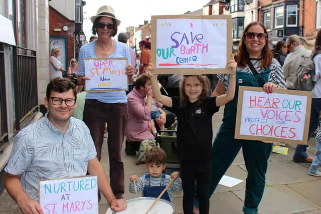 A family which has benefited from St Mary's Birth Centre show their support