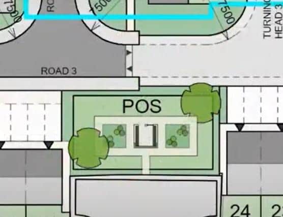 A close-up image of the planned open space area with the vagrant cell in the middle
