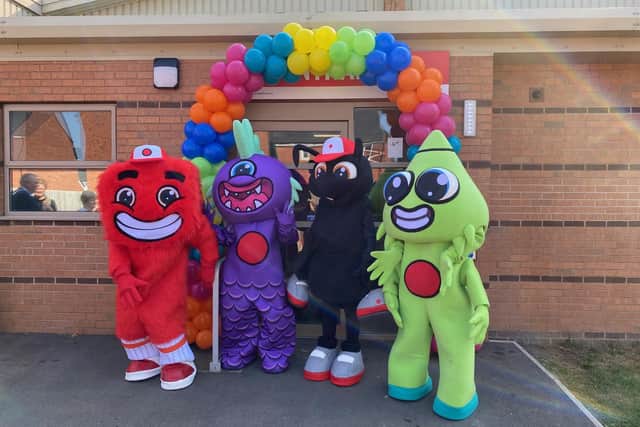 Everyone Active mascots at the opening of the new leisure facilities at Melton Sports Village