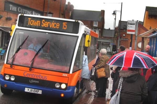 The Centrebus 15 Melton Mowbray town service picks up passengers - it is one of the routes being reviewed by the county council and could be axed or cut back