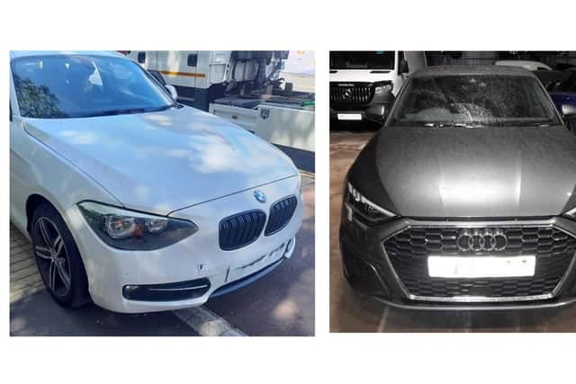 Two of the vehicles Leicestershire Police has seized for being involved in multiple motoring offences