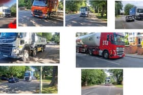 Photos taken by residents of HGVs using weight-restricted Burton Road