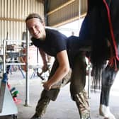Abbie Robinson, of The King's Troop Royal Horse Artillery), working as a farrier