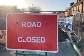 A sign warning of the closure of Thorpe Road