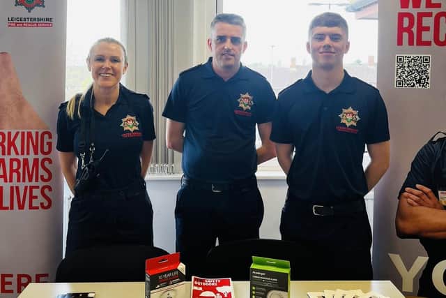 Crews members from Melton fire station pictured at the Access All Areas spring fair at Melton Mowbray