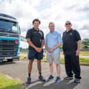 SGB-38795 Northamptonshire Highways Keith Millard (Centre) with Forterra's HGV driver Linden Richards (Left) and HGV Mechanic Martin Birkenhead (Right)