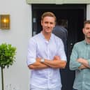 Stuart Broad (left) and Harry Gurney outside their Tap & Run pub at Upper Broughton
