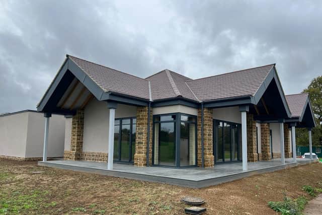 The exterior of the new Belvoir Education & Sports Trust hub and Belvoir Cricket Club clubhouse at Knipton